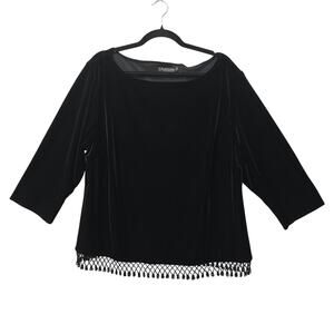 Crimson by Lawrence Kurtz Top Womens 2X Velvet Beaded Fringe Hem Whimsigoth Y2K